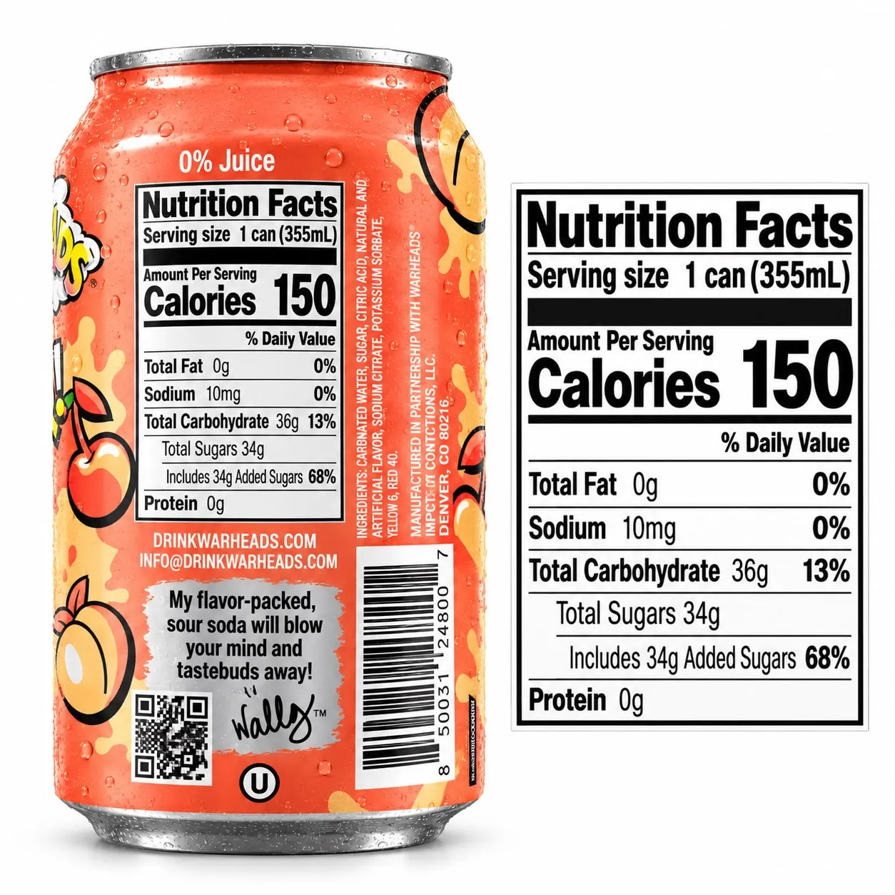 Warheads Sour Peach Soda 355ml 2