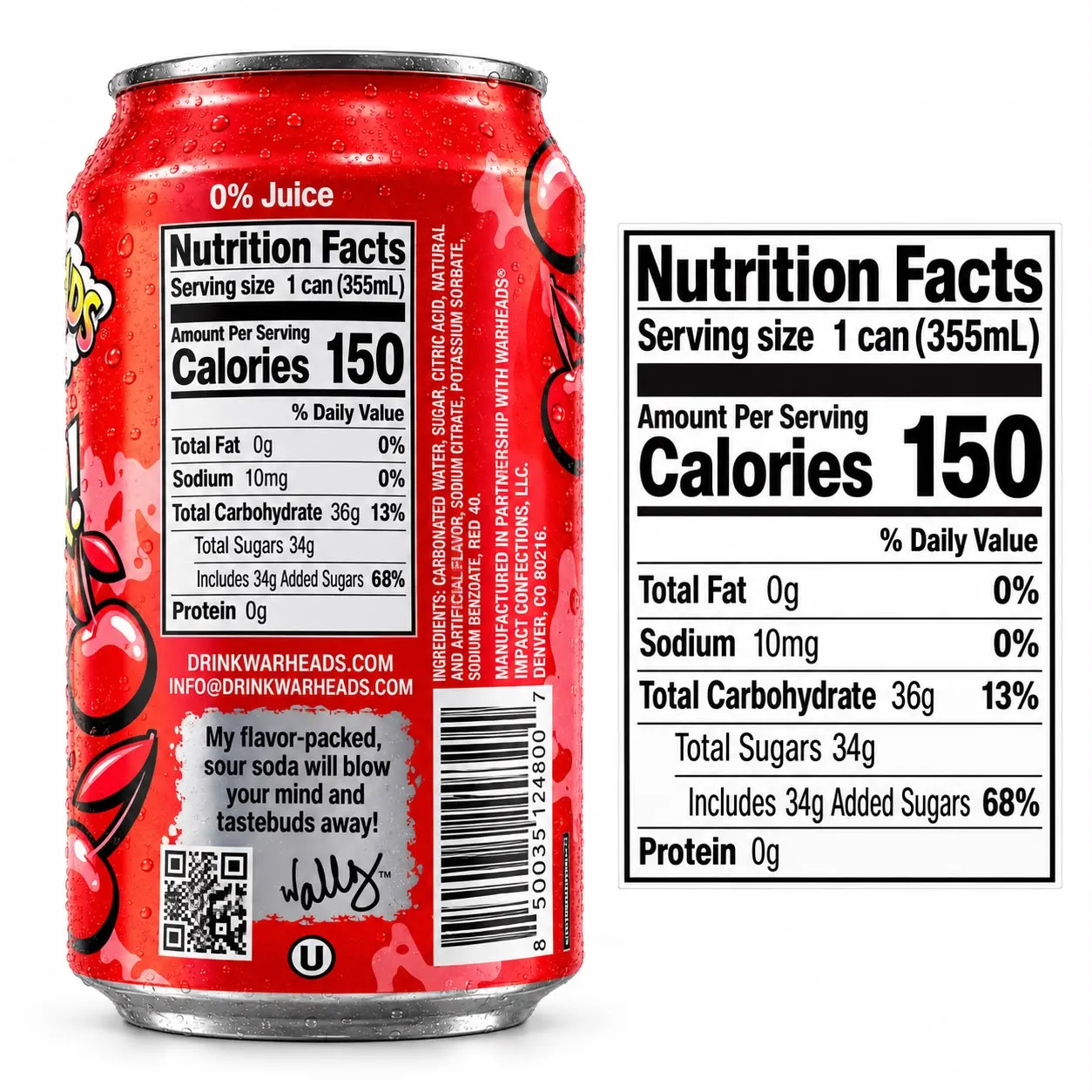 Warheads Sour Black Cherry Soda 355ml 2