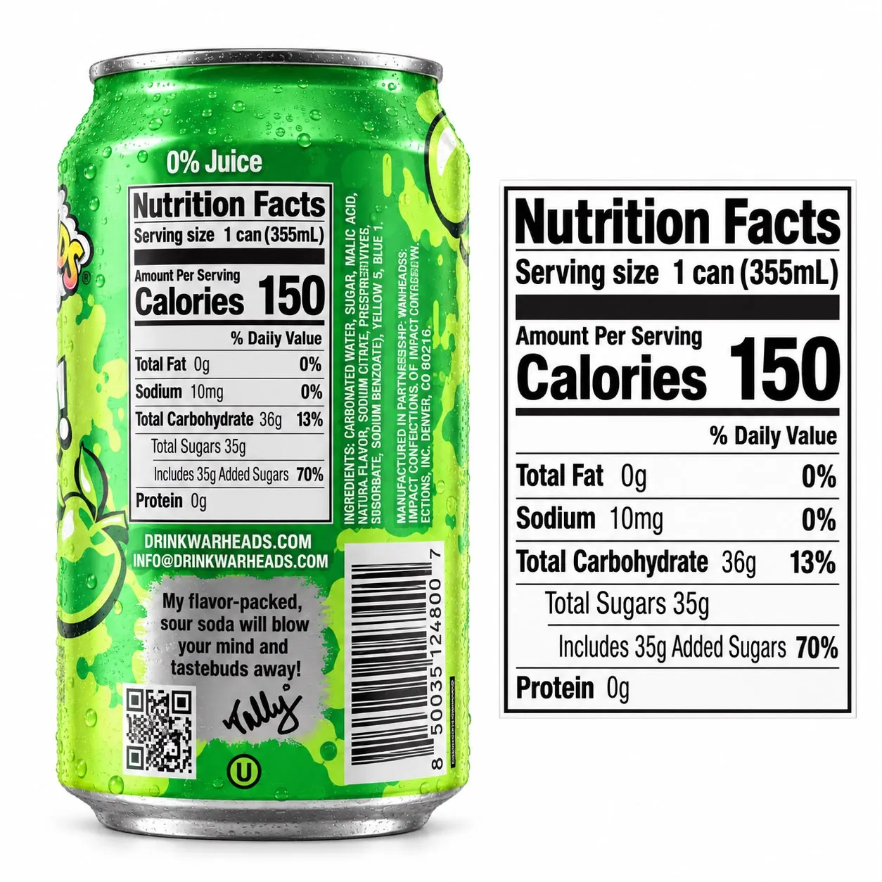 Warheads Sour Green Apple Soda 355ml 2