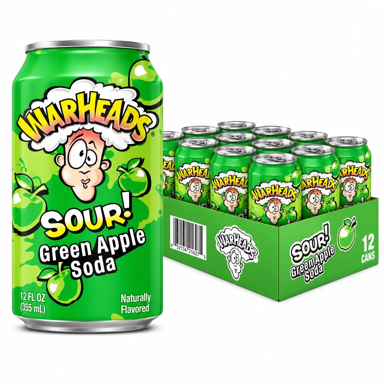 Warheads Sour Green Apple Soda 355ml