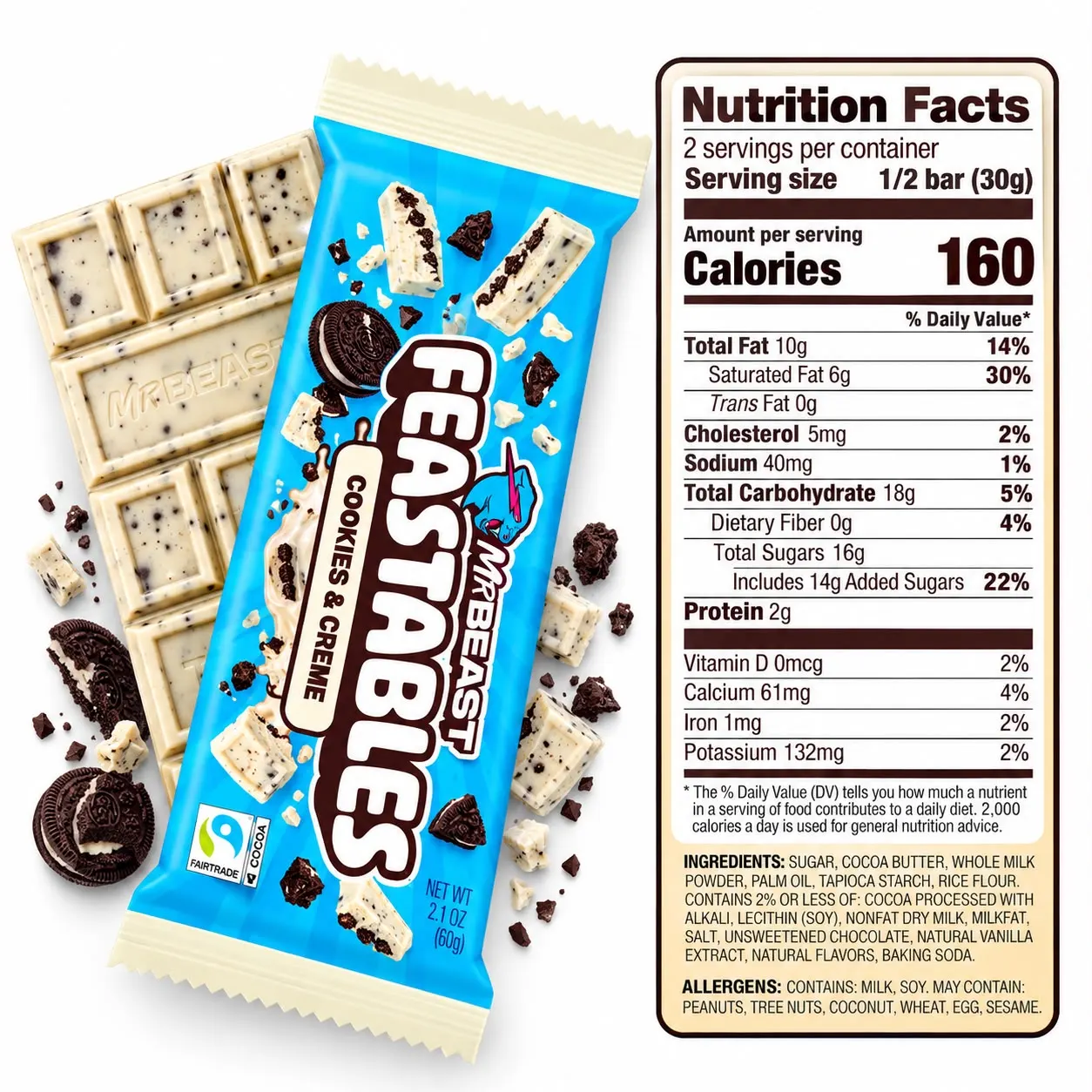 Feastables Cookies & Creme 60g 4