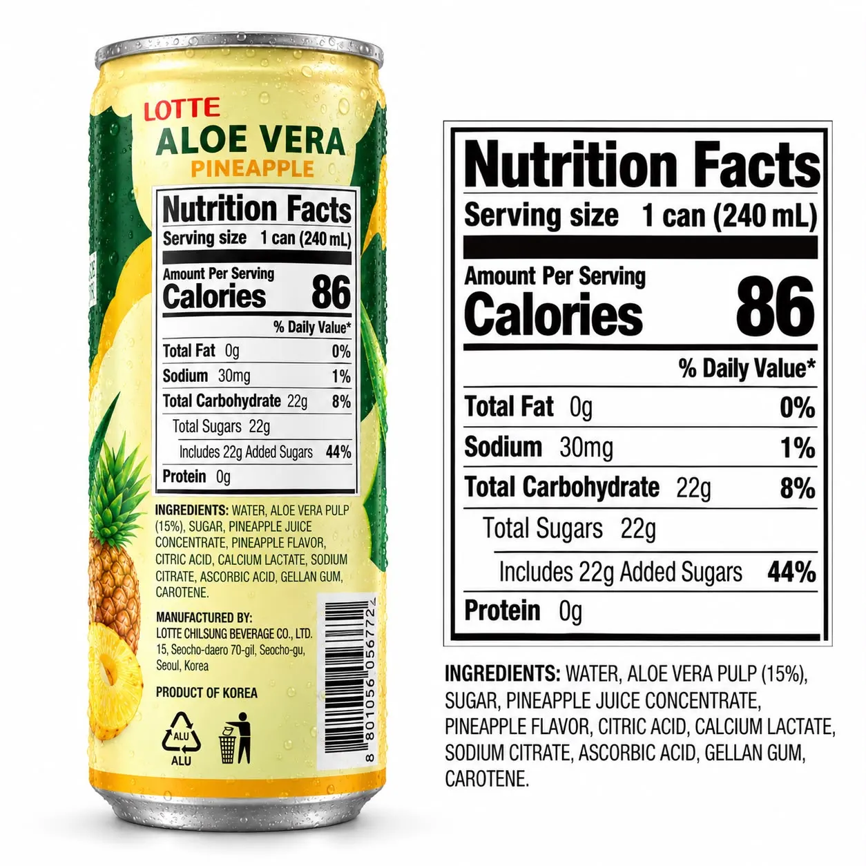 Lotte Aloe Vera Pineapple 240ml 2
