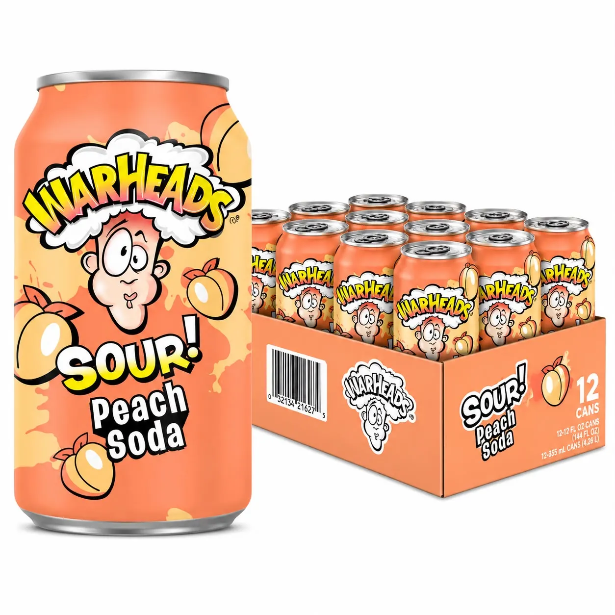 Warheads Sour Peach Soda 355ml