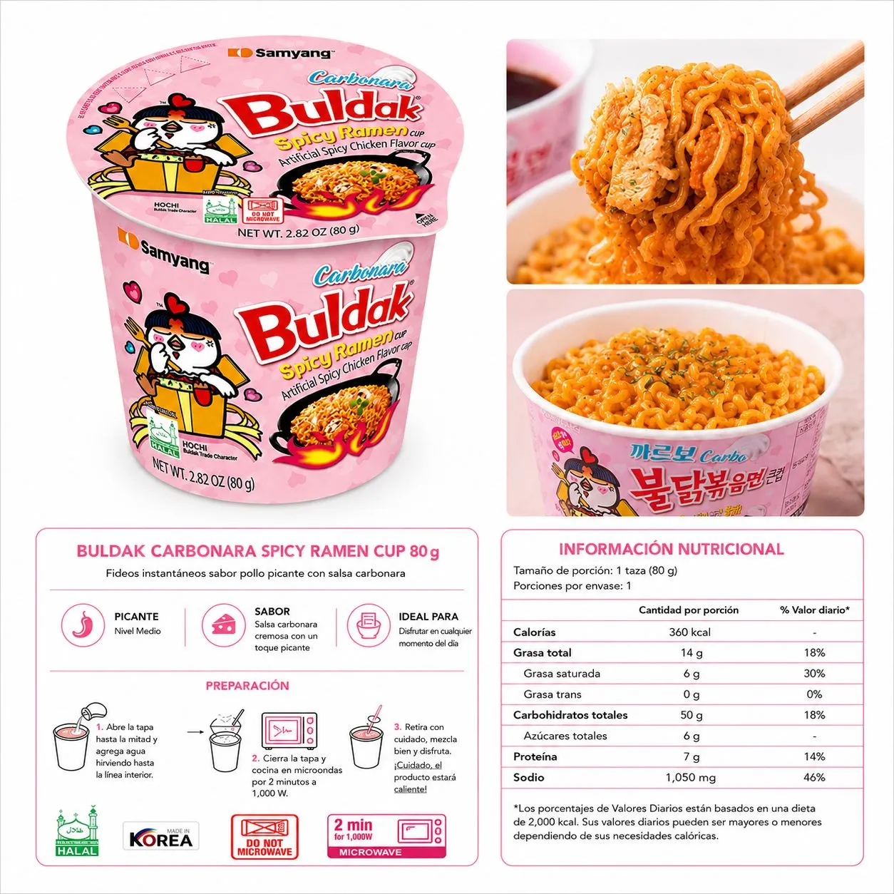 Buldak Carbonara Vaso 80g 2