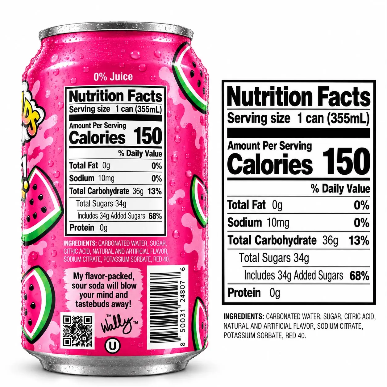 Warheads Sour Watermelon Soda 355ml 2
