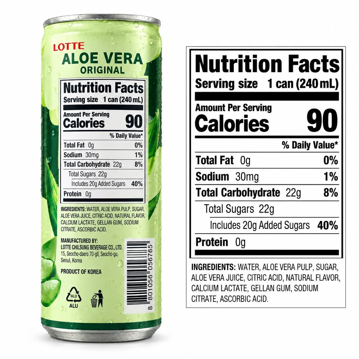 Lotte Aloe Vera Original 240ml 2