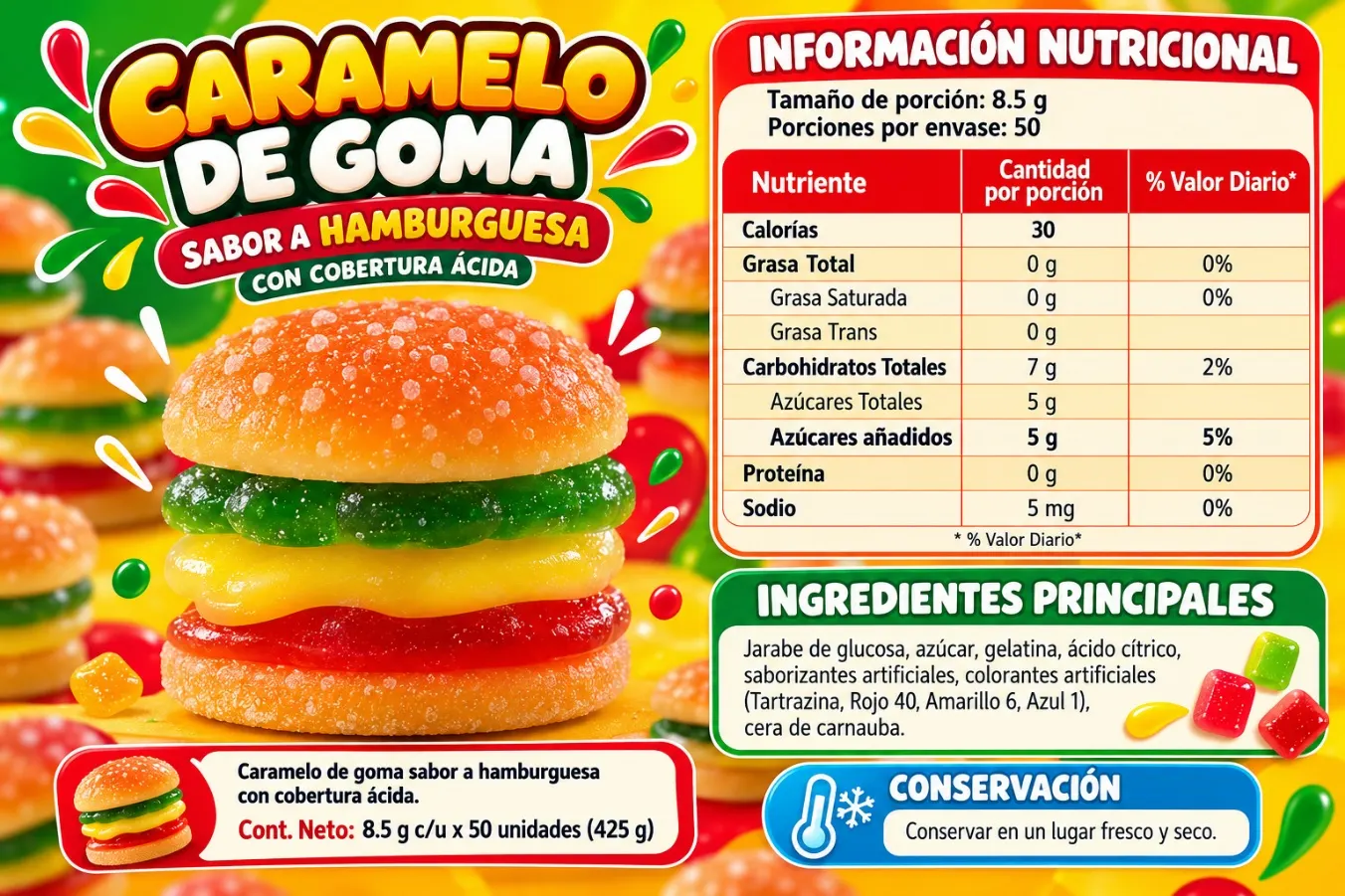 Sour Hamburguer Gummy 8.5g 2