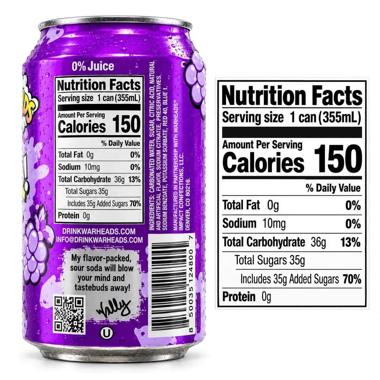 Warheads Sour Grape Soda 355ml 2