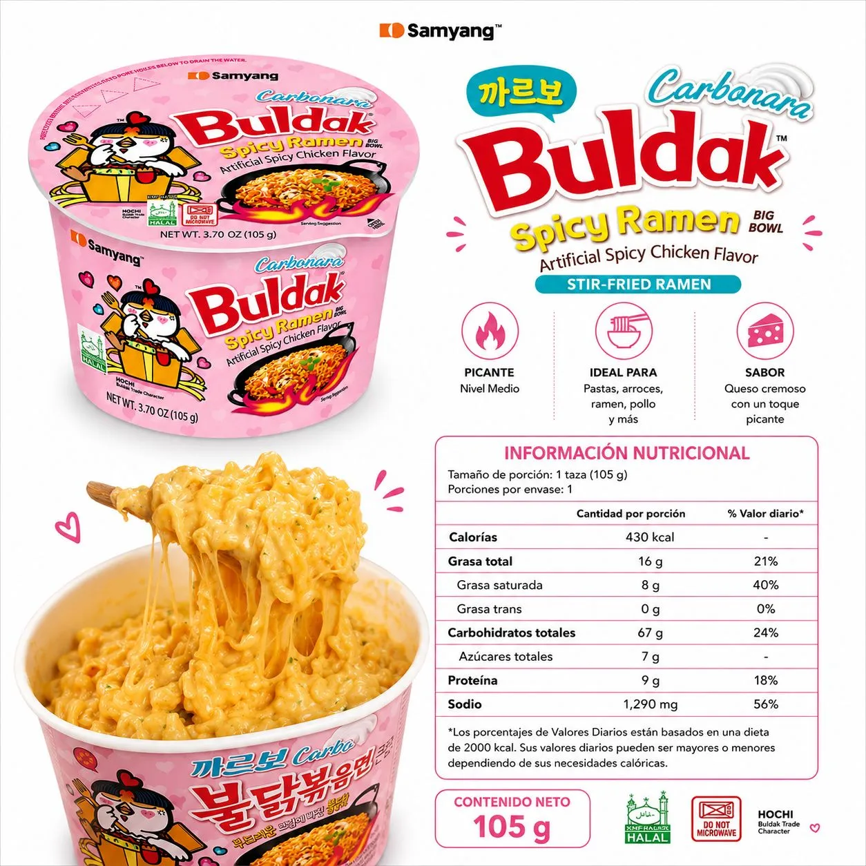 Buldak Carbonara Vaso 105g 2