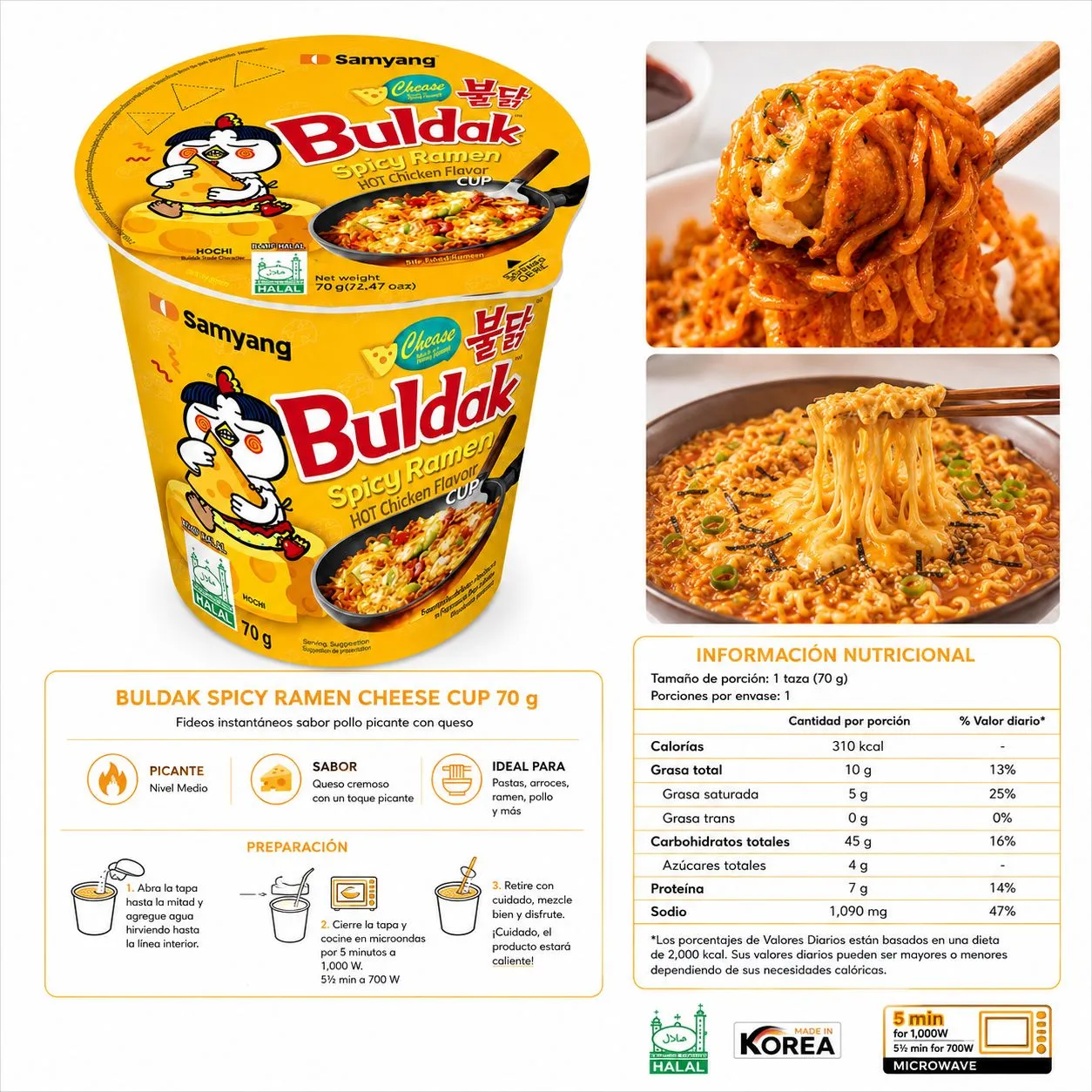 Buldak Cheese Vaso 70g 2