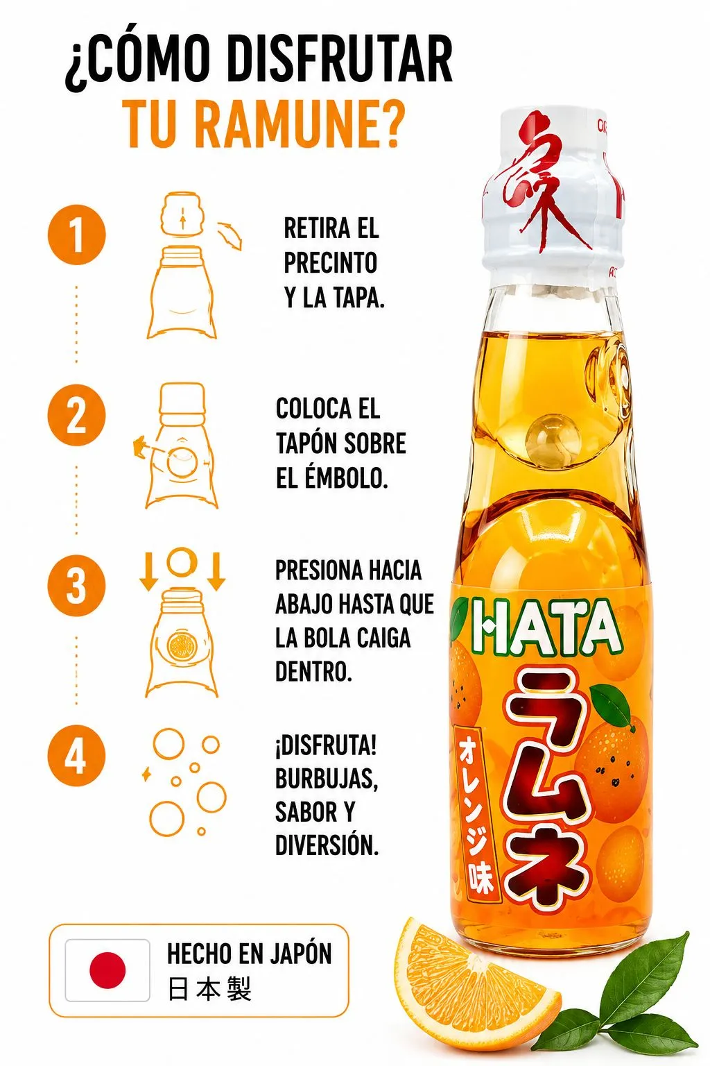 Hata Ramune Naranja 200ml 2